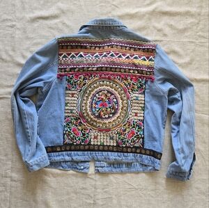 Denim Jacket with boho embroidery in the back
